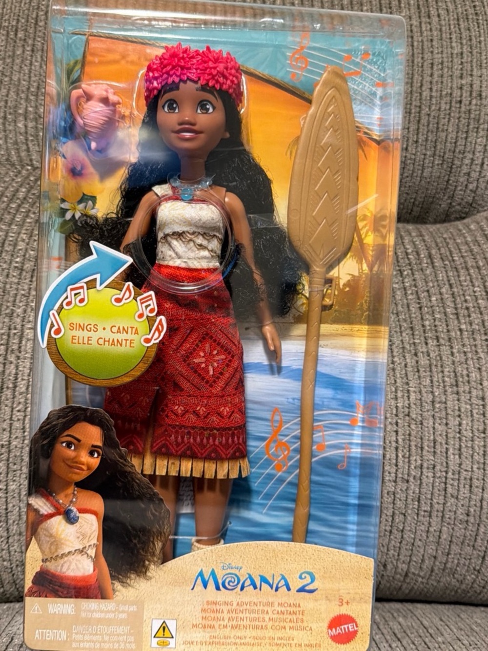 Moana 2 Doll with Red Skirt and Pink Flower Crown